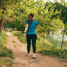 Woman walking outside in nature